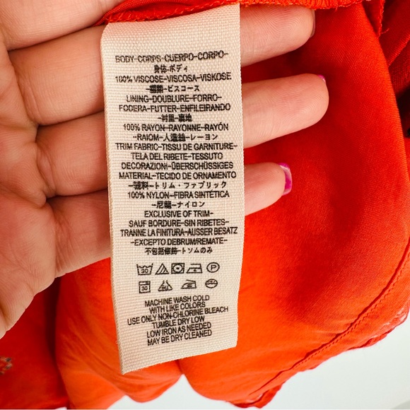 NEW Free People Mockingbird Backless Lace Mini Dress Coral Red Floral Size S - Picture 10 of 12